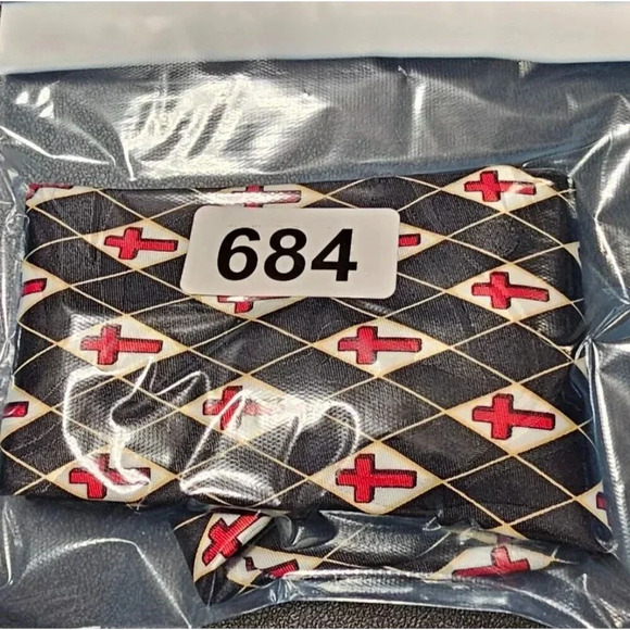 Steven Harris Black Tie - Red Christian Cross Gold Diamond Stripes Korea - Picture 7 of 7